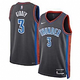Men's Oklahoma City Thunder #3 Josh Giddey Gray Icon Edition Stitched Basketball Jersey Dzhi,baseball caps,new era cap wholesale,wholesale hats